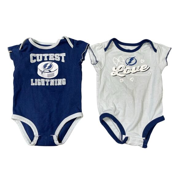 Lot of 2 NHL Tampa Bay Lightning Baby Bodysuits 3-6M - Cutest Lightning Design - Picture 3 of 8
